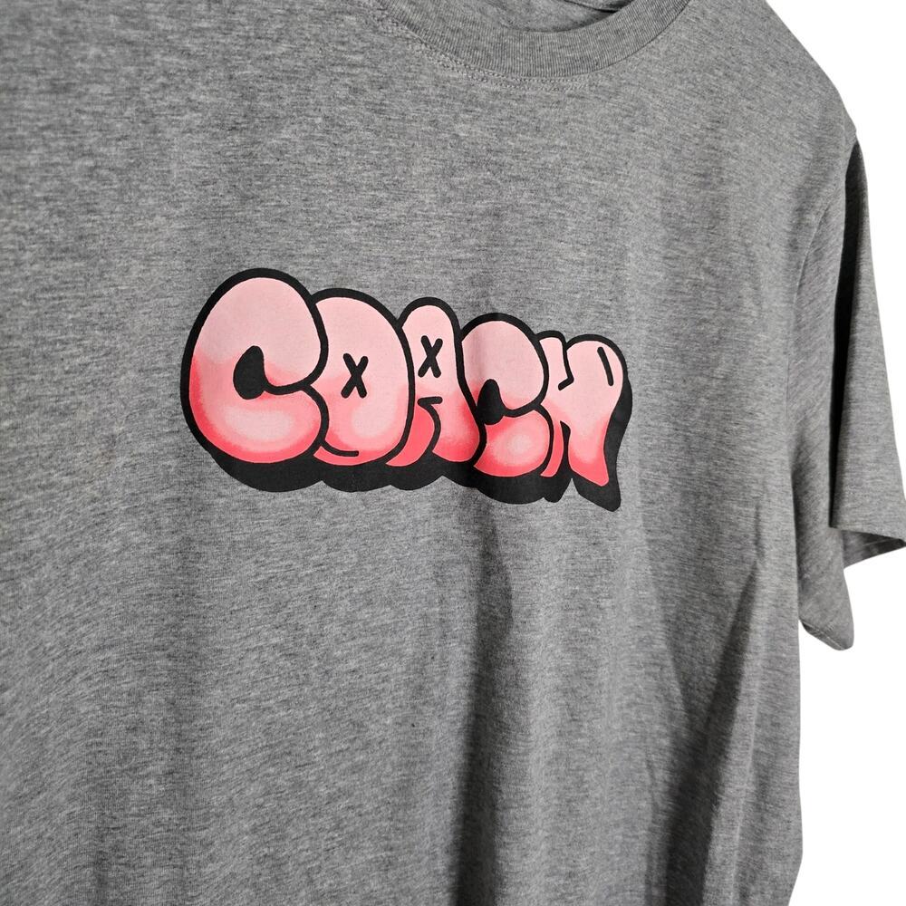 Coach Graffiti Hip Hop T-Shirt Grey Pink Size Large - Picture 2 of 8